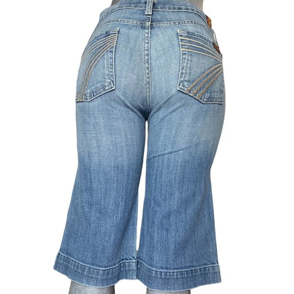 7 For All Mankind Dojo Flared Capri Womens Jeans Tag 26 Blue Low-Rise W28xL14 - Picture 1 of 12